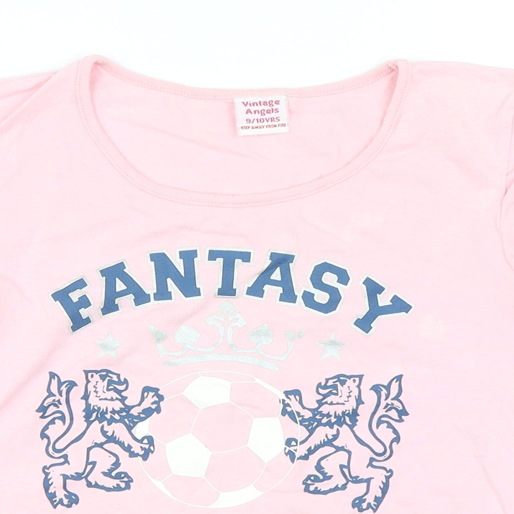 Vintage Angels Girls Pink   Basic T-Shirt Size 9 Years