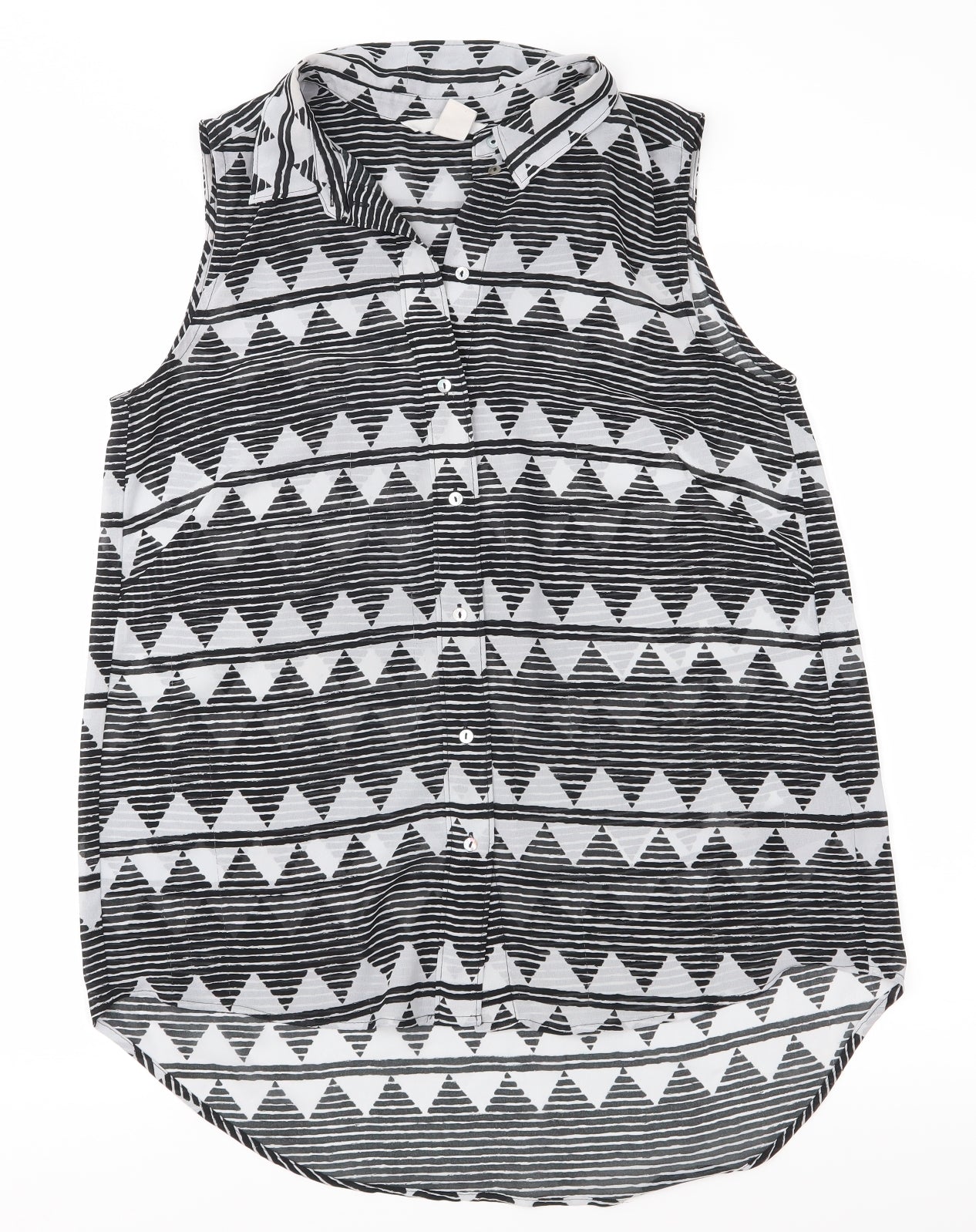 H&M Womens Black Geometric  Basic Blouse Size 36  - See Through