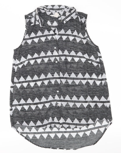 H&M Womens Black Geometric  Basic Blouse Size 36  - See Through
