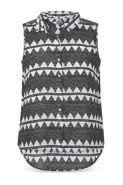 H&M Womens Black Geometric  Basic Blouse Size 36  - See Through
