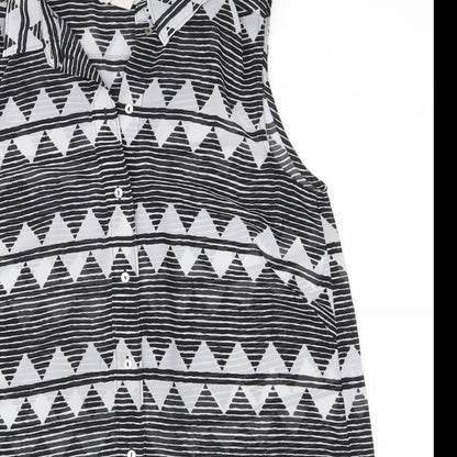 H&M Womens Black Geometric  Basic Blouse Size 36  - See Through