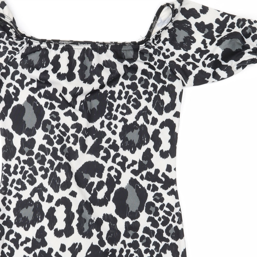 Boohoo Womens Black Animal Print  Bodycon  Size 8