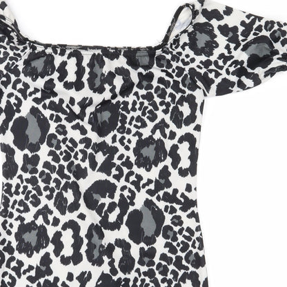 Boohoo Womens Black Animal Print  Bodycon  Size 8