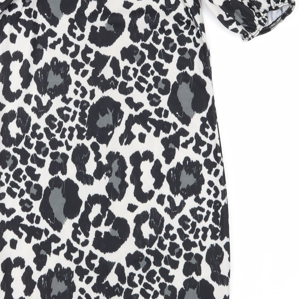 Boohoo Womens Black Animal Print  Bodycon  Size 8