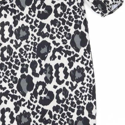 Boohoo Womens Black Animal Print  Bodycon  Size 8