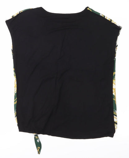 Papaya Womens Black Colourblock  Basic T-Shirt Size 10