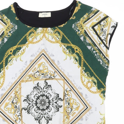 Papaya Womens Black Colourblock  Basic T-Shirt Size 10