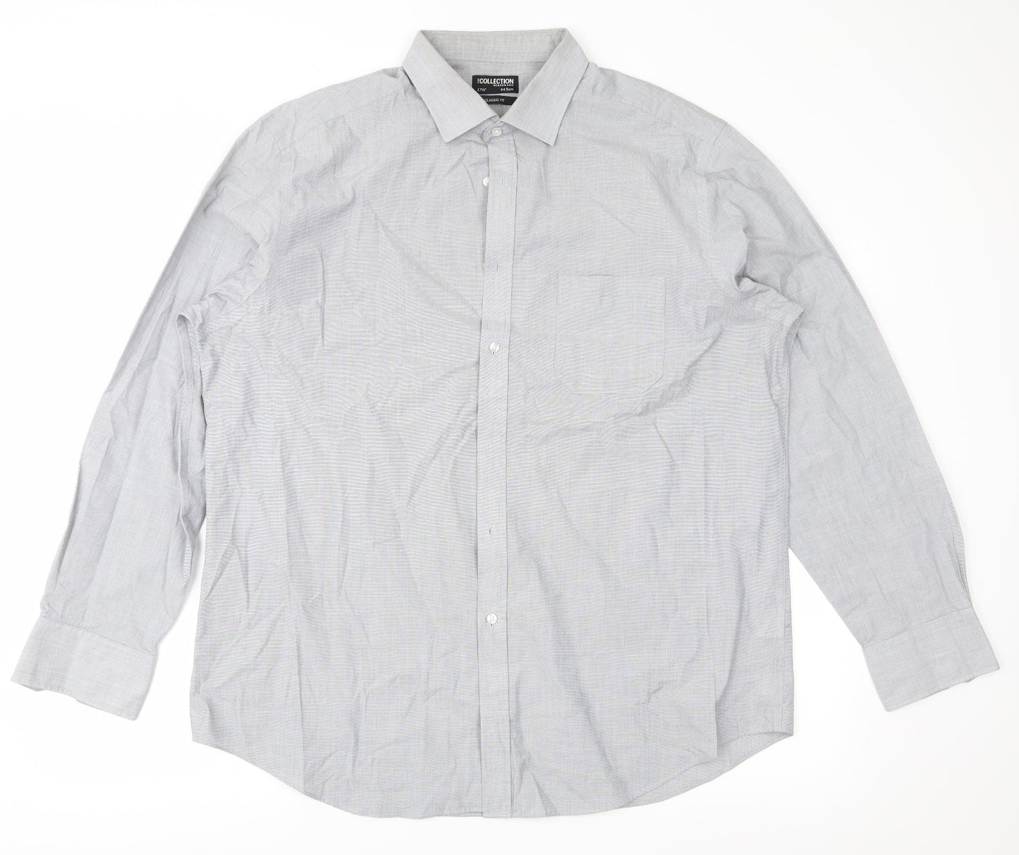 Mens UK Size 48 Debehams Grey  Button-Up Long Sleeve Casual Shirt