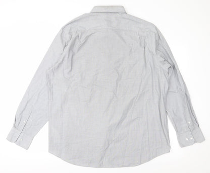 Mens UK Size 48 Debehams Grey  Button-Up Long Sleeve Casual Shirt