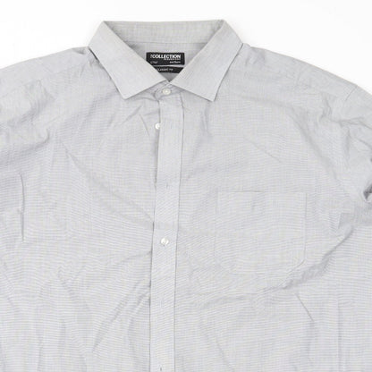 Mens UK Size 48 Debehams Grey  Button-Up Long Sleeve Casual Shirt