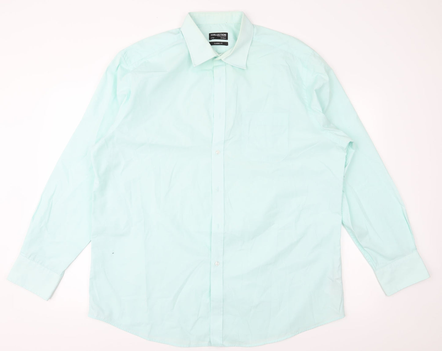 Mens UK Size 44 Debenhams Green  Button-Up Long Sleeve Casual Shirt