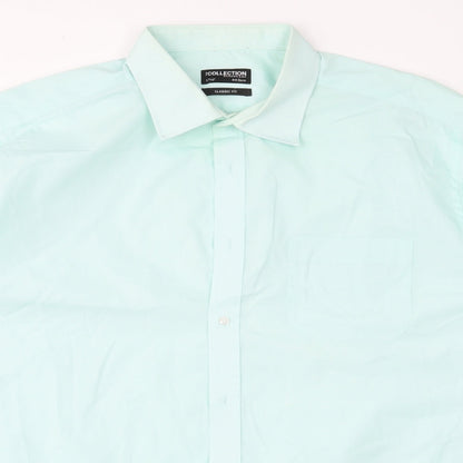 Mens UK Size 44 Debenhams Green  Button-Up Long Sleeve Casual Shirt