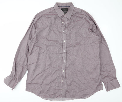 Mens UK Size 44 Marks and Spencer Red  Button-Up Long Sleeve Casual Shirt