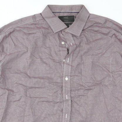 Mens UK Size 44 Marks and Spencer Red  Button-Up Long Sleeve Casual Shirt