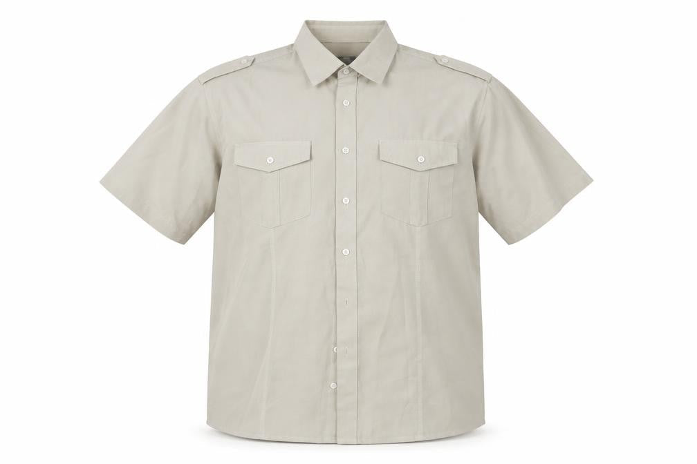 Mens UK Size L Easy Beige  Button-Up Short Sleeve Casual Shirt