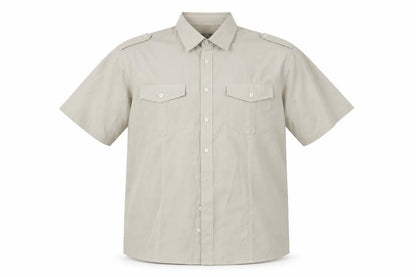 Mens UK Size L Easy Beige  Button-Up Short Sleeve Casual Shirt
