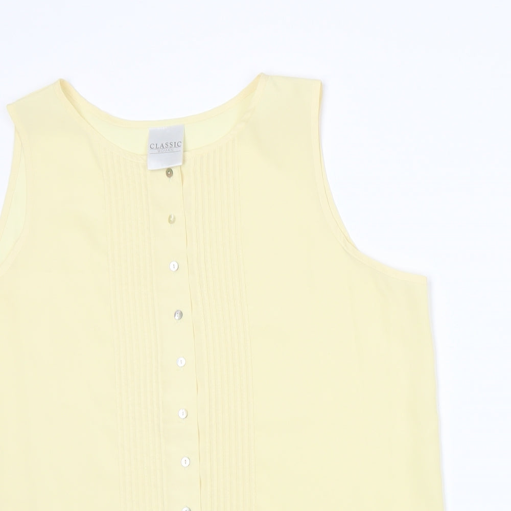 Womens UK Size 14 Classic Yellow Basic Blouse