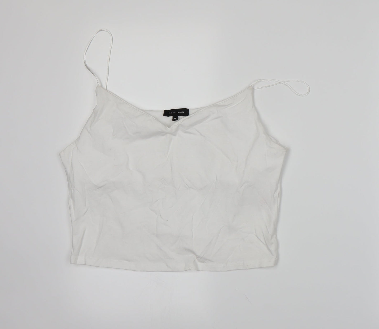 Womens UK Size 16 New Look White Cropped T-Shirt