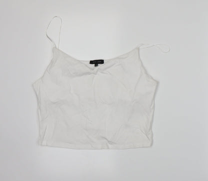Womens UK Size 16 New Look White Cropped T-Shirt