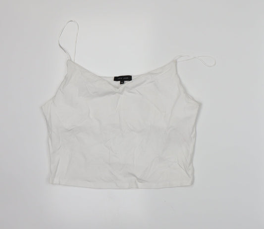 Womens UK Size 16 New Look White Cropped T-Shirt