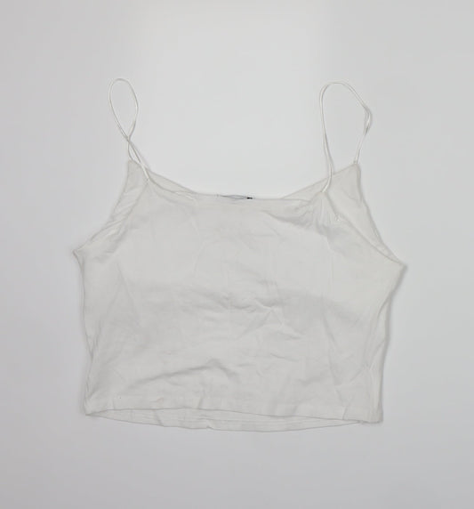 Womens UK Size 16 New Look White Cropped T-Shirt