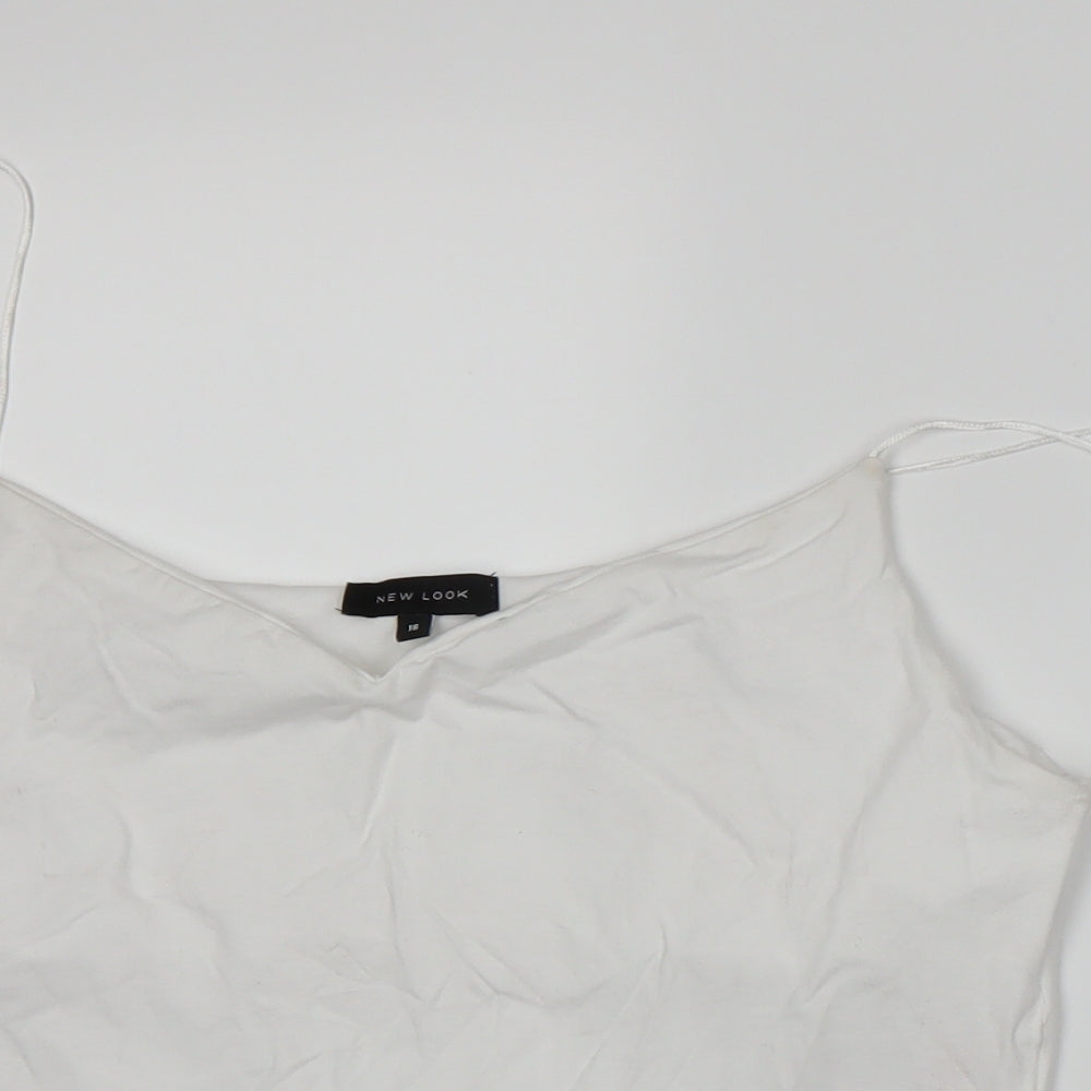 Womens UK Size 16 New Look White Cropped T-Shirt