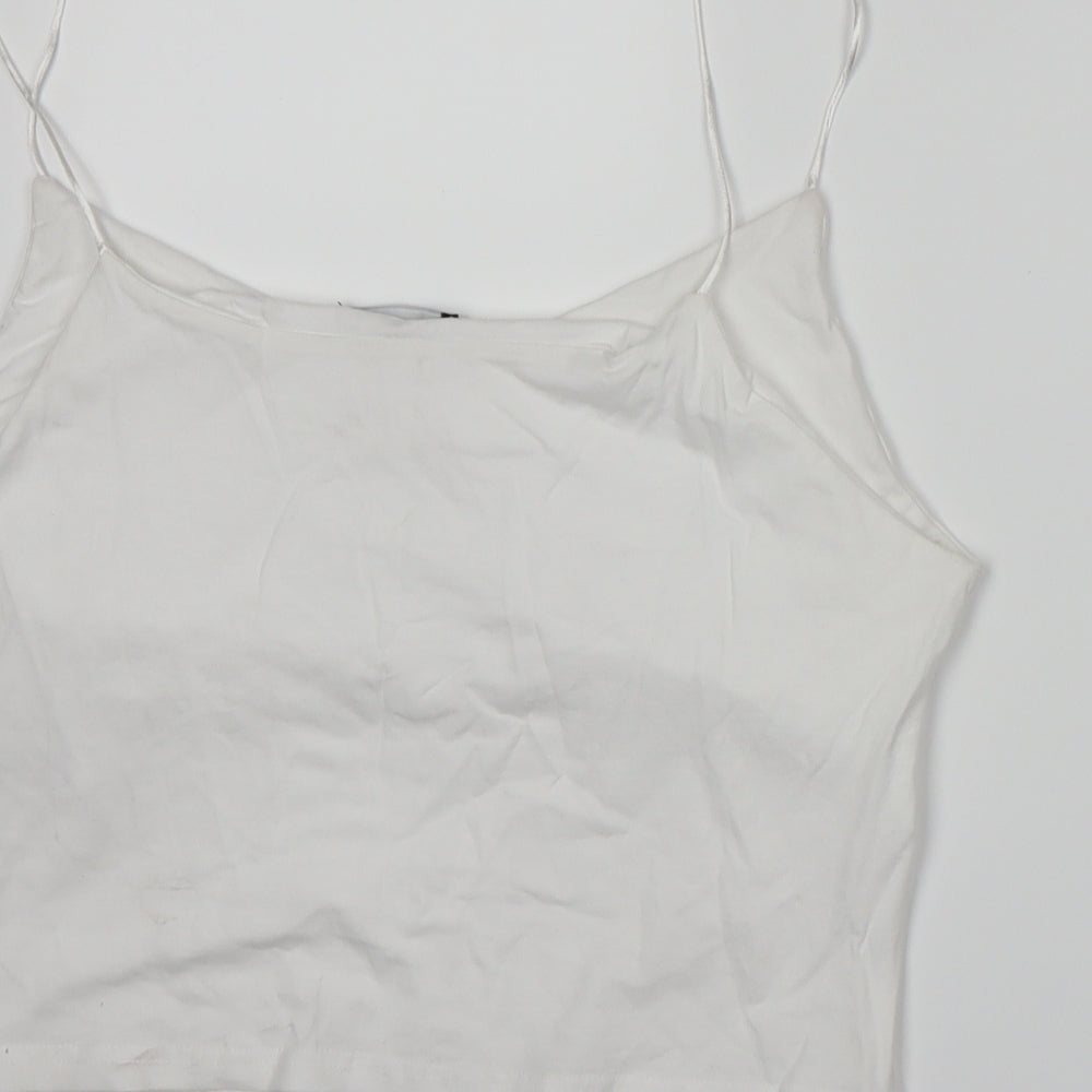 Womens UK Size 16 New Look White Cropped T-Shirt