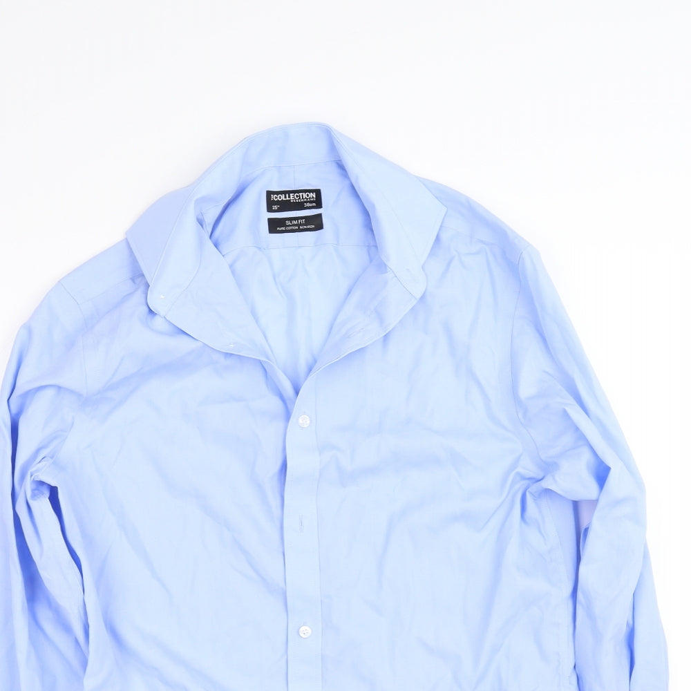 Mens UK Size 15 nect Black  Button-Up Long Sleeve Casual Shirt
