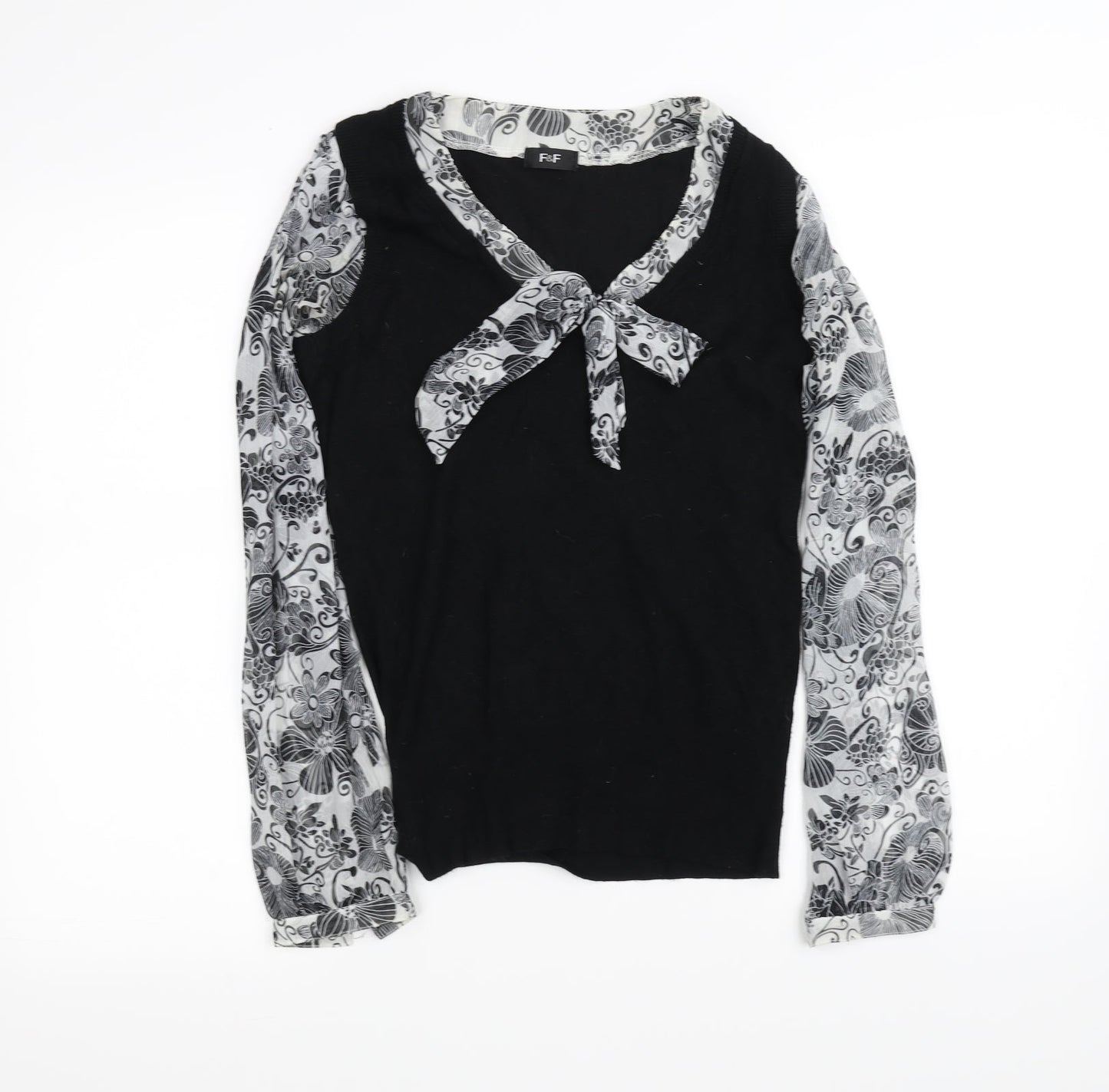 Womens UK Size 8 F&F Black Basic Blouse