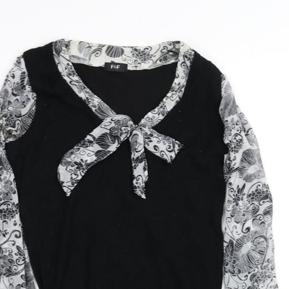 Womens UK Size 8 F&F Black Basic Blouse