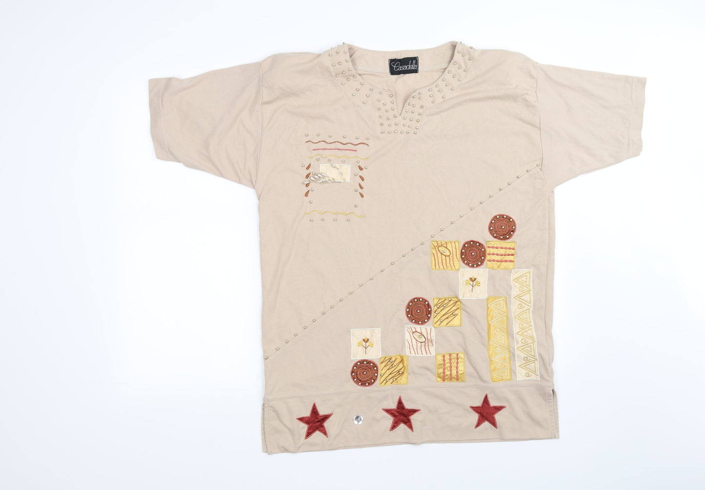 easadelle Womens Beige   Basic T-Shirt Size L
