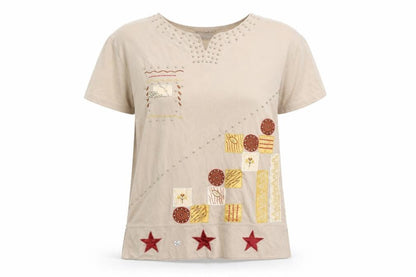 easadelle Womens Beige   Basic T-Shirt Size L