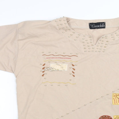 easadelle Womens Beige   Basic T-Shirt Size L