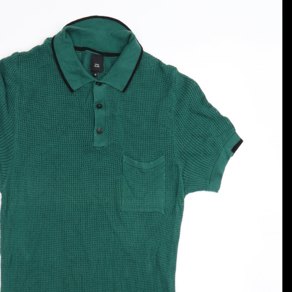 Womens UK Size M River Island Green Basic Button-Up