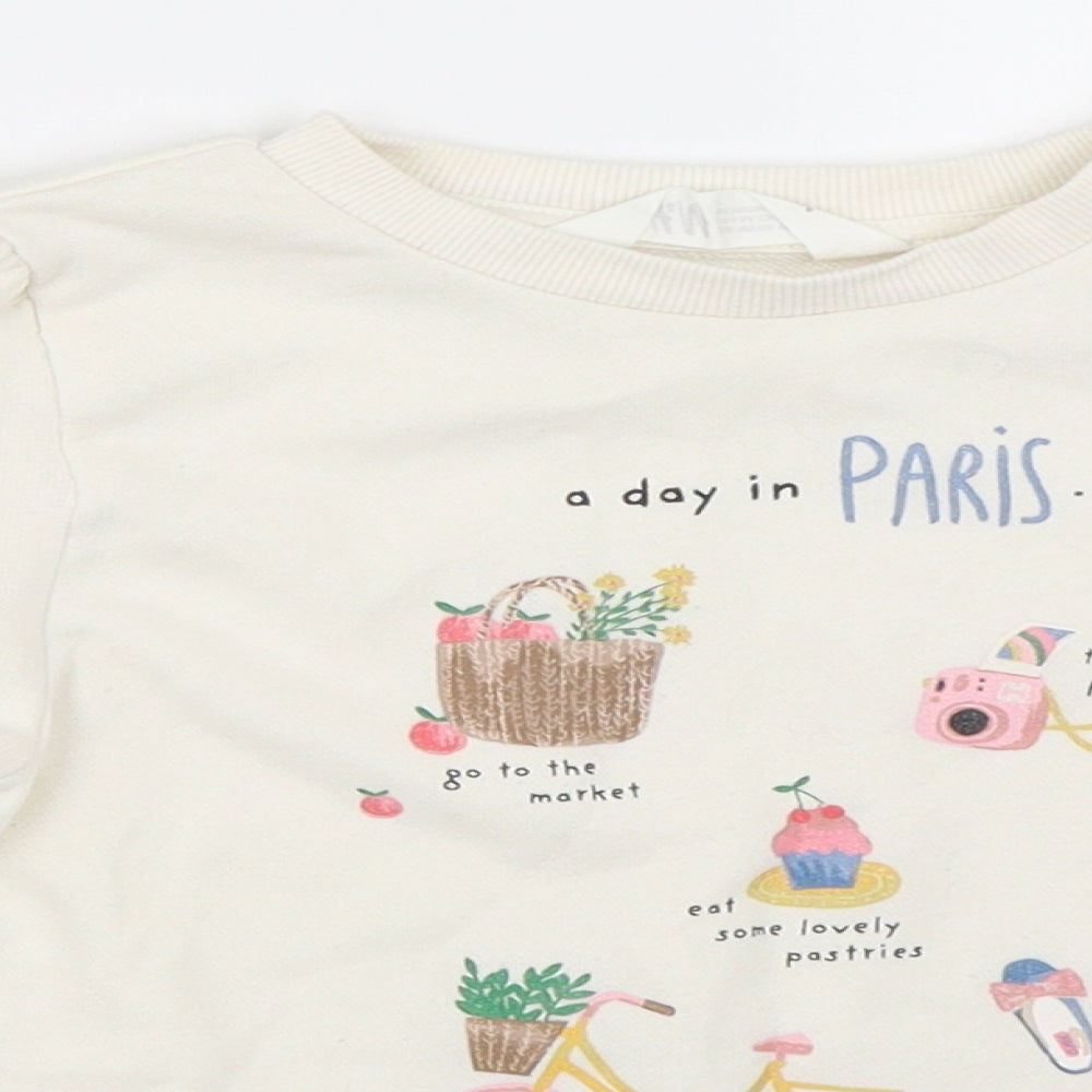 H&M Girls Ivory   Pullover Sweatshirt Size 4-5 Years