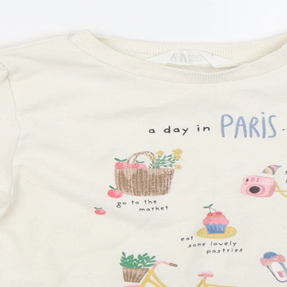 H&M Girls Ivory   Pullover Sweatshirt Size 4-5 Years