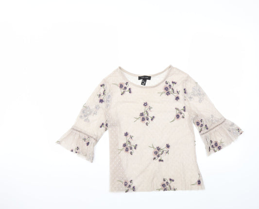 Womens UK Size 8 New Look Beige Basic Blouse