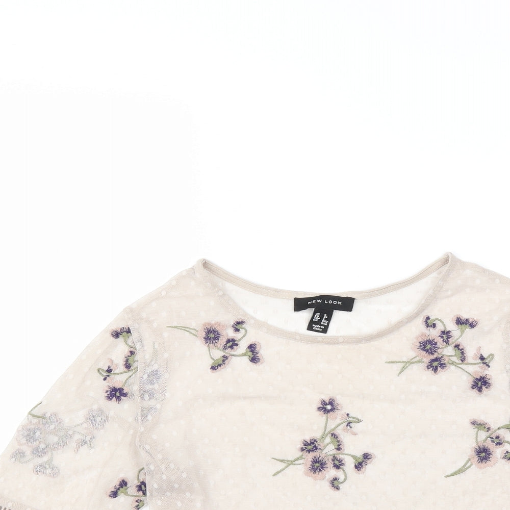 Womens UK Size 8 New Look Beige Basic Blouse
