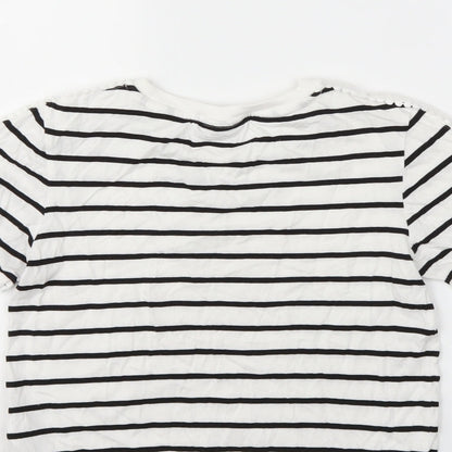 Topshop Womens White Striped  Basic T-Shirt Size 6