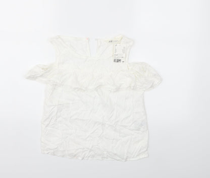 H&M Girls White   Basic Blouse Size 11-12 Years