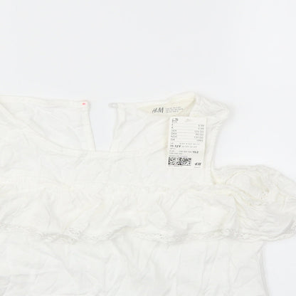 H&M Girls White   Basic Blouse Size 11-12 Years