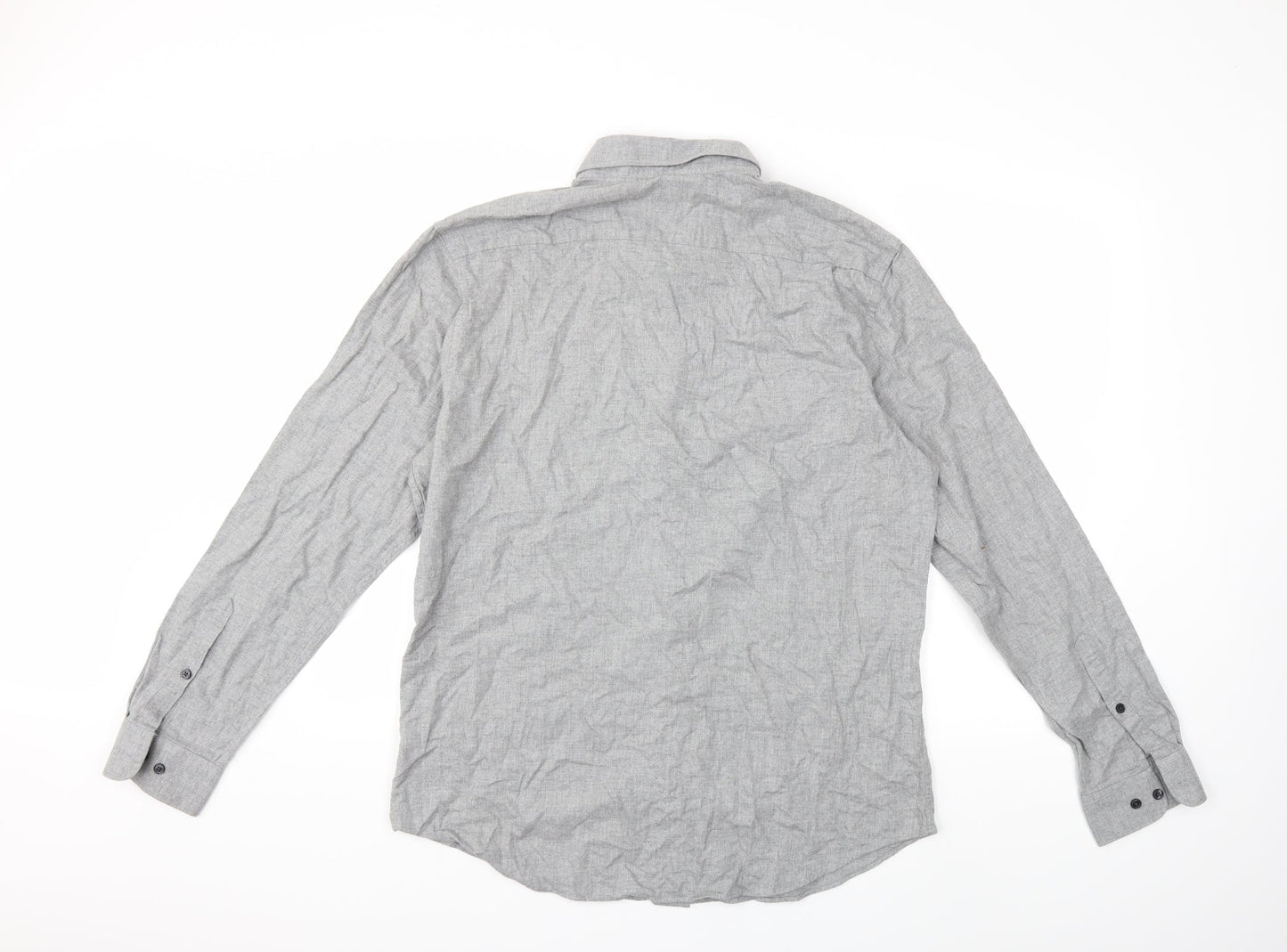 Mens UK Size L H&M Grey  Button-Up Long Sleeve Casual Shirt