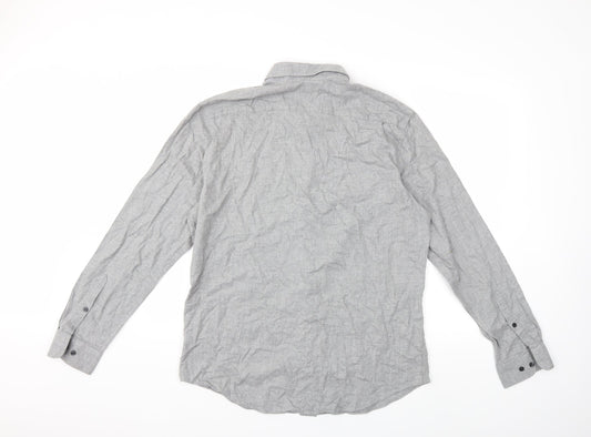 Mens UK Size L H&M Grey  Button-Up Long Sleeve Casual Shirt