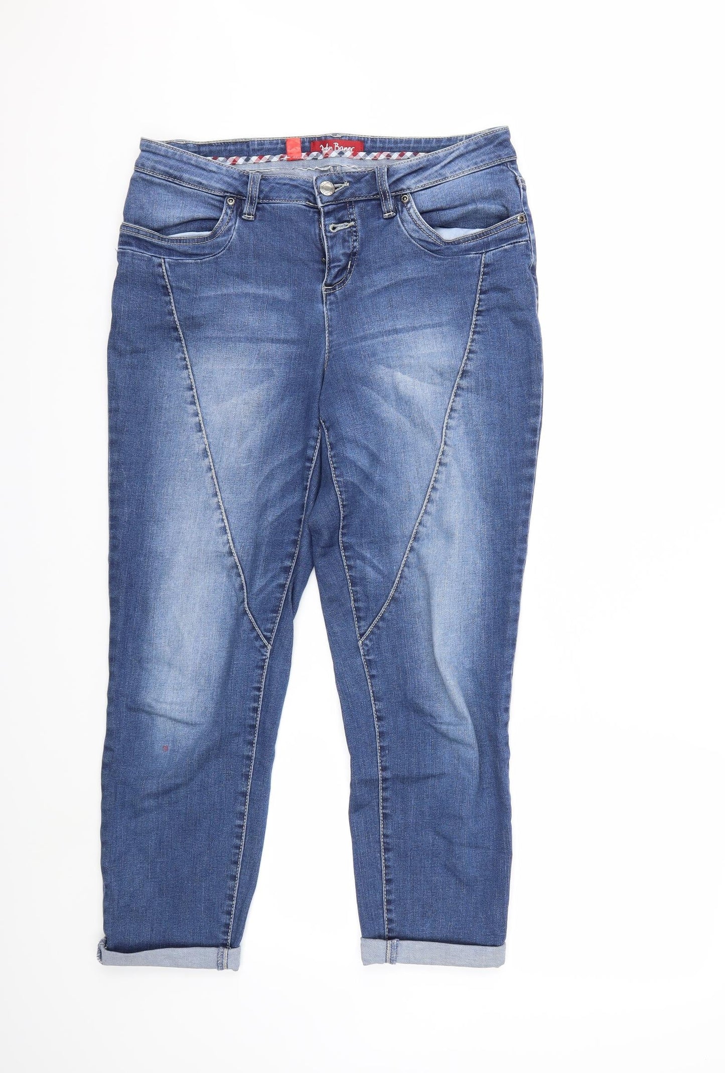 Womens UK Size 12 John Boner Regular Fit Skinny Blue Jeans