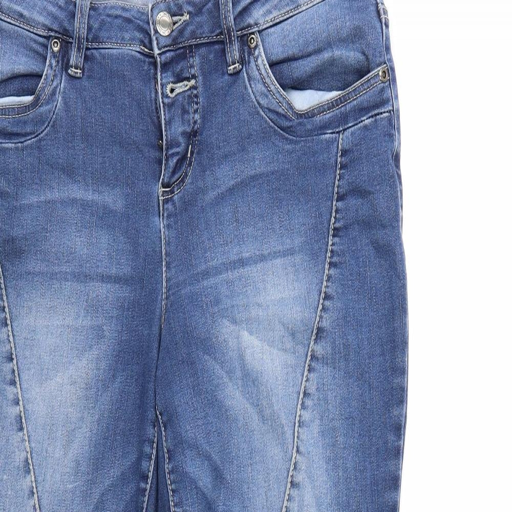 Womens UK Size 12 John Boner Regular Fit Skinny Blue Jeans