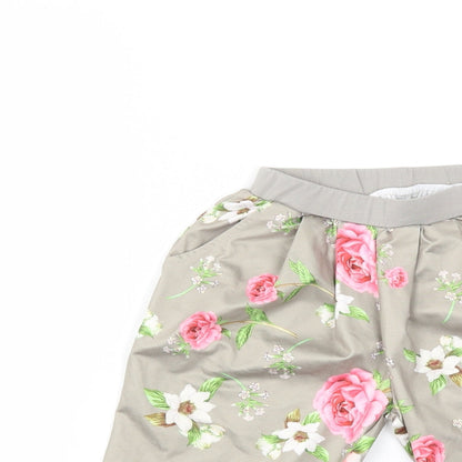 Preworn Girls Grey Floral  Harem Trousers Size 8 Years