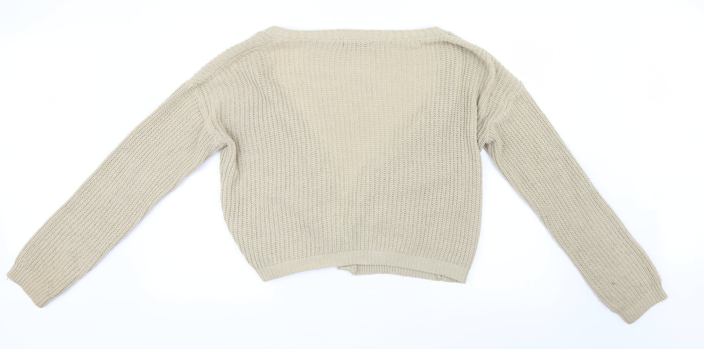 Boohoo Womens Beige  Knit Cardigan Jumper Size M