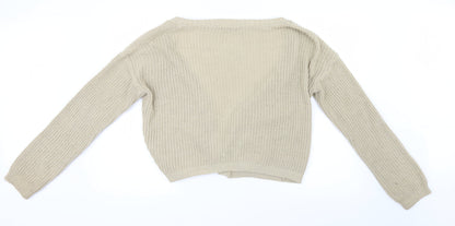 Boohoo Womens Beige  Knit Cardigan Jumper Size M