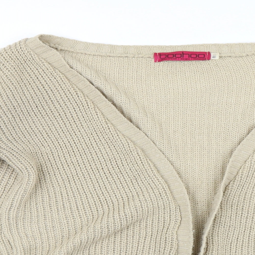 Boohoo Womens Beige  Knit Cardigan Jumper Size M