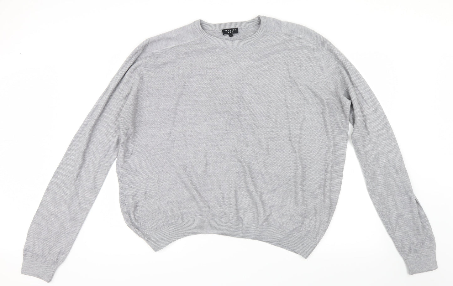 New Look Mens Grey  Knit Pullover Jumper Size L